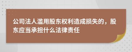 公司法人滥用股东权利造成损失的，股东应当承担什么法律责任