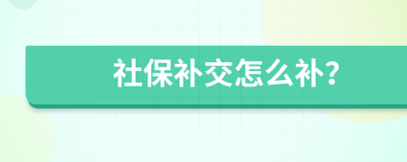 社保补交怎么补？