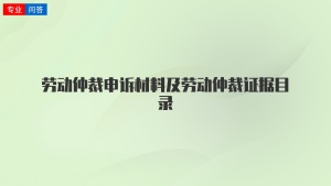 劳动仲裁申诉材料及劳动仲裁证据目录