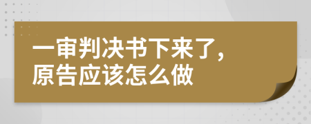 一审判决书下来了, 原告应该怎么做