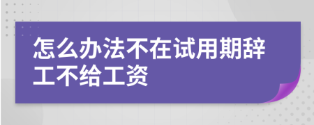 怎么办法不在试用期辞工不给工资