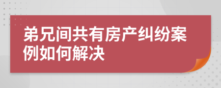 弟兄间共有房产纠纷案例如何解决