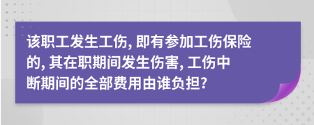 该职工发生工伤, 即有参加工伤保险的, 其在职期间发生伤害, 工伤中断期间的全部费用由谁负担?