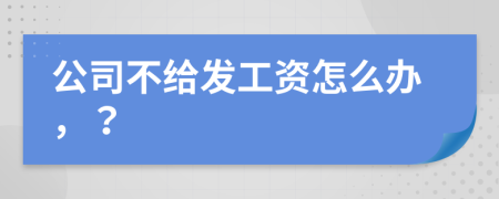 公司不给发工资怎么办，？