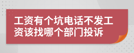 工资有个坑电话不发工资该找哪个部门投诉