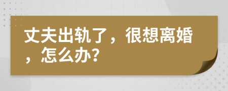 丈夫出轨了，很想离婚，怎么办？