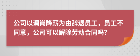 公司以调岗降薪为由辞退员工，员工不同意，公司可以解除劳动合同吗？