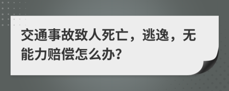 交通事故致人死亡，逃逸，无能力赔偿怎么办？