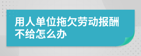 用人单位拖欠劳动报酬不给怎么办