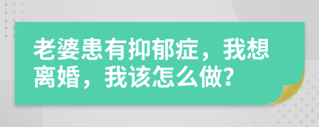 老婆患有抑郁症，我想离婚，我该怎么做？