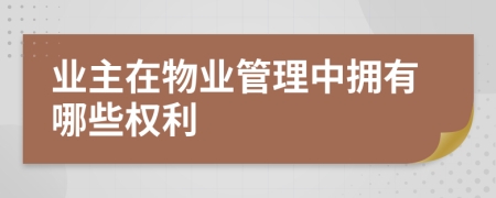 业主在物业管理中拥有哪些权利