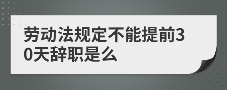 劳动法规定不能提前30天辞职是么