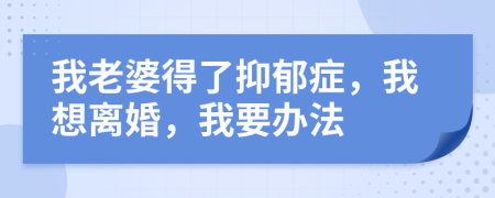 我老婆得了抑郁症，我想离婚，我要办法