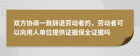 双方协商一致辞退劳动者的，劳动者可以向用人单位提供证据保全证据吗