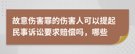 故意伤害罪的伤害人可以提起民事诉讼要求赔偿吗，哪些