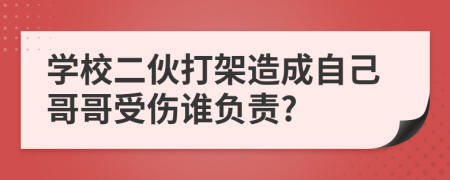 学校二伙打架造成自己哥哥受伤谁负责?