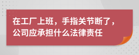 在工厂上班，手指关节断了，公司应承担什么法律责任