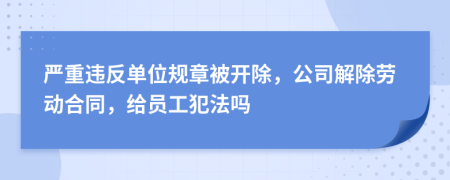 严重违反单位规章被开除，公司解除劳动合同，给员工犯法吗