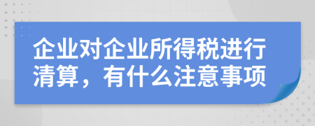 企业对企业所得税进行清算，有什么注意事项