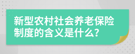 新型农村社会养老保险制度的含义是什么？