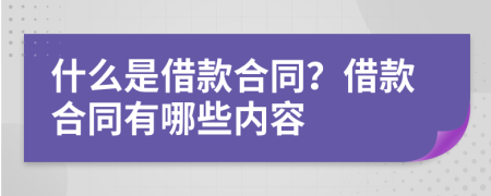 什么是借款合同？借款合同有哪些内容