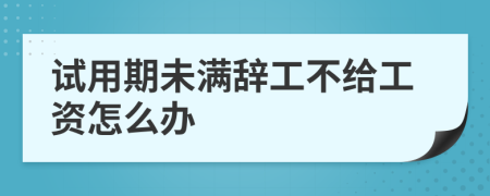 试用期未满辞工不给工资怎么办