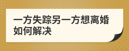 一方失踪另一方想离婚如何解决