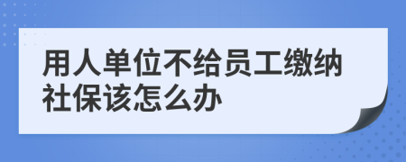 用人单位不给员工缴纳社保该怎么办