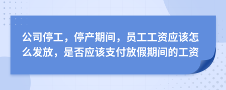 公司停工，停产期间，员工工资应该怎么发放，是否应该支付放假期间的工资