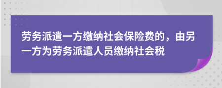 劳务派遣一方缴纳社会保险费的，由另一方为劳务派遣人员缴纳社会税