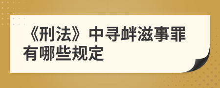 《刑法》中寻衅滋事罪有哪些规定