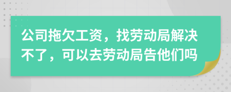 公司拖欠工资，找劳动局解决不了，可以去劳动局告他们吗