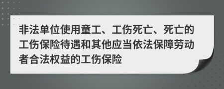 非法单位使用童工、工伤死亡、死亡的工伤保险待遇和其他应当依法保障劳动者合法权益的工伤保险