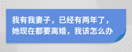 我有我妻子，已经有两年了，她现在都要离婚，我该怎么办