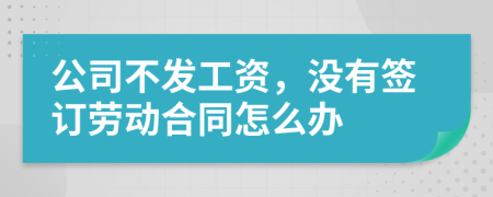 公司不发工资，没有签订劳动合同怎么办