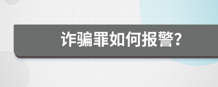 诈骗罪如何报警？