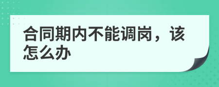 合同期内不能调岗，该怎么办
