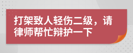 打架致人轻伤二级，请律师帮忙辩护一下