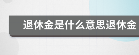 退休金是什么意思退休金