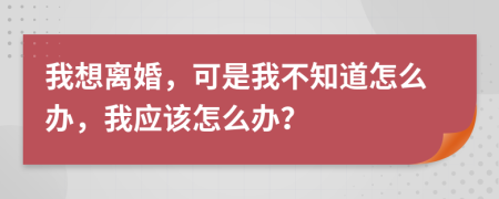 我想离婚，可是我不知道怎么办，我应该怎么办？