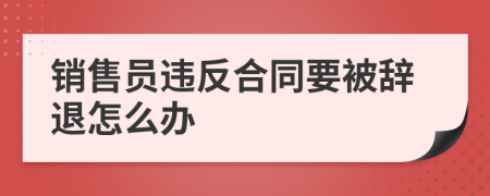 销售员违反合同要被辞退怎么办