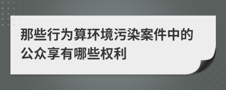 那些行为算环境污染案件中的公众享有哪些权利