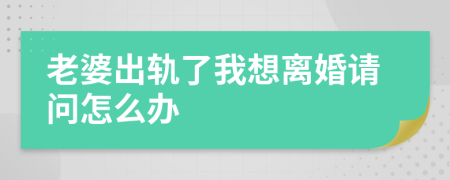 老婆出轨了我想离婚请问怎么办