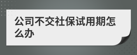 公司不交社保试用期怎么办