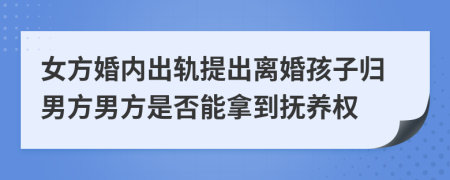 女方婚内出轨提出离婚孩子归男方男方是否能拿到抚养权