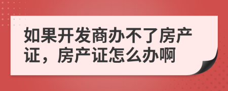 如果开发商办不了房产证，房产证怎么办啊