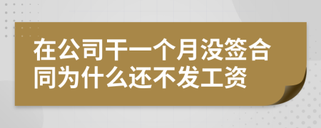 在公司干一个月没签合同为什么还不发工资