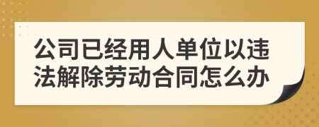 公司已经用人单位以违法解除劳动合同怎么办