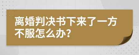 离婚判决书下来了一方不服怎么办？