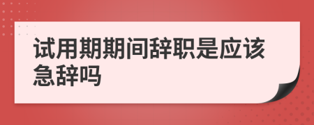 试用期期间辞职是应该急辞吗